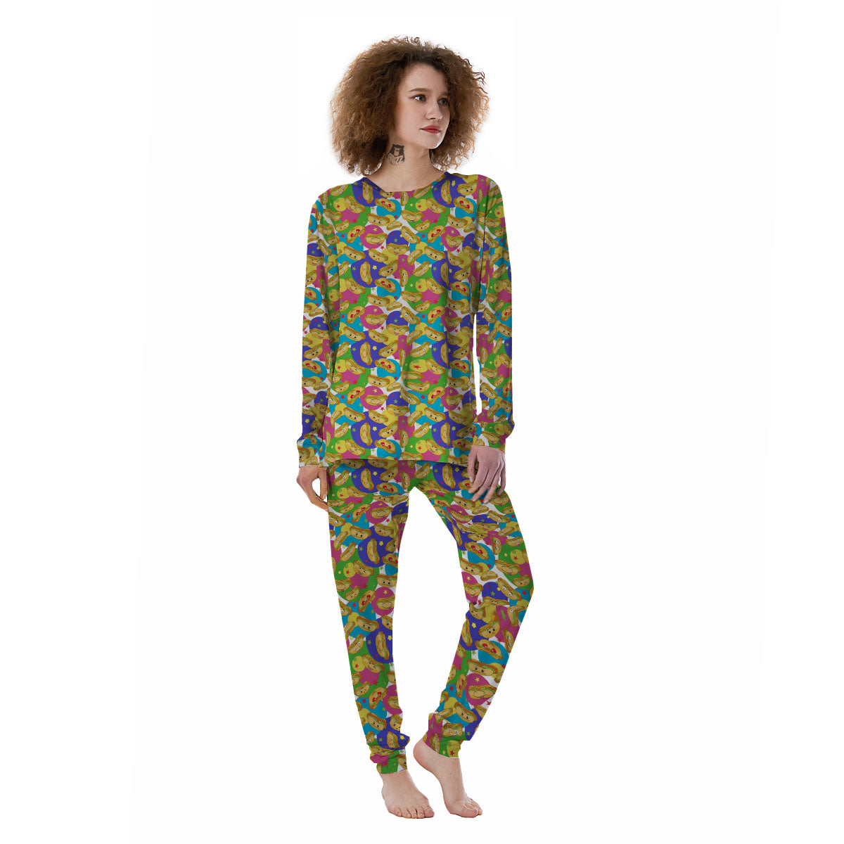 Hot Dog Colorful Print Pattern Women's Pajamas-grizzshop