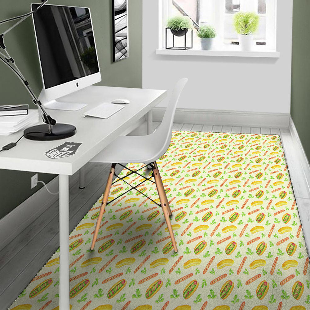 Hot Dog Drawing Print Pattern Floor Mat-grizzshop