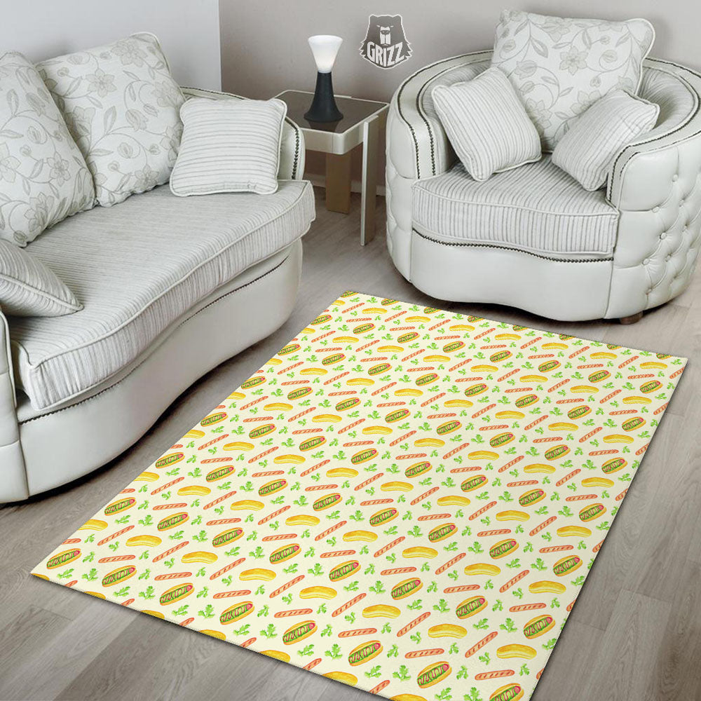 Hot Dog Drawing Print Pattern Floor Mat-grizzshop