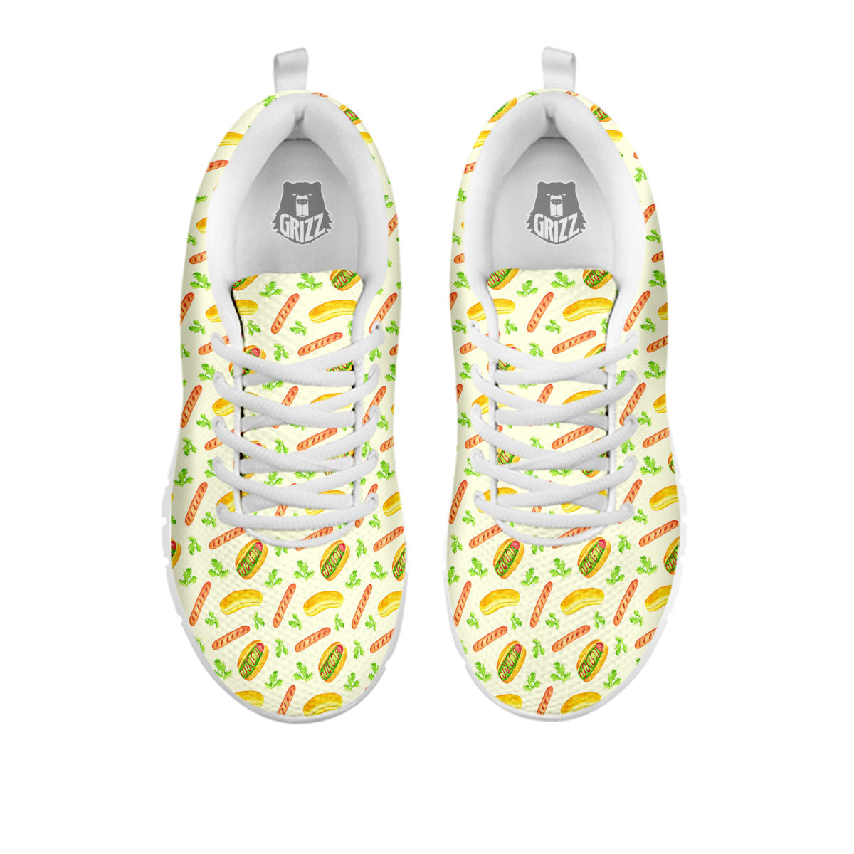 Hot Dog Drawing Print Pattern White Sneaker-grizzshop