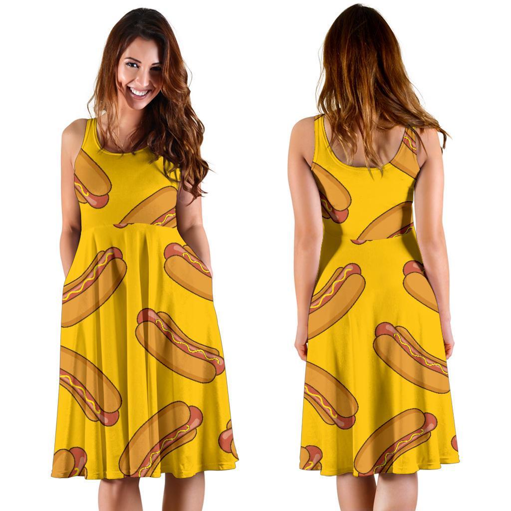 Hot Dog Pattern Print Dress-grizzshop