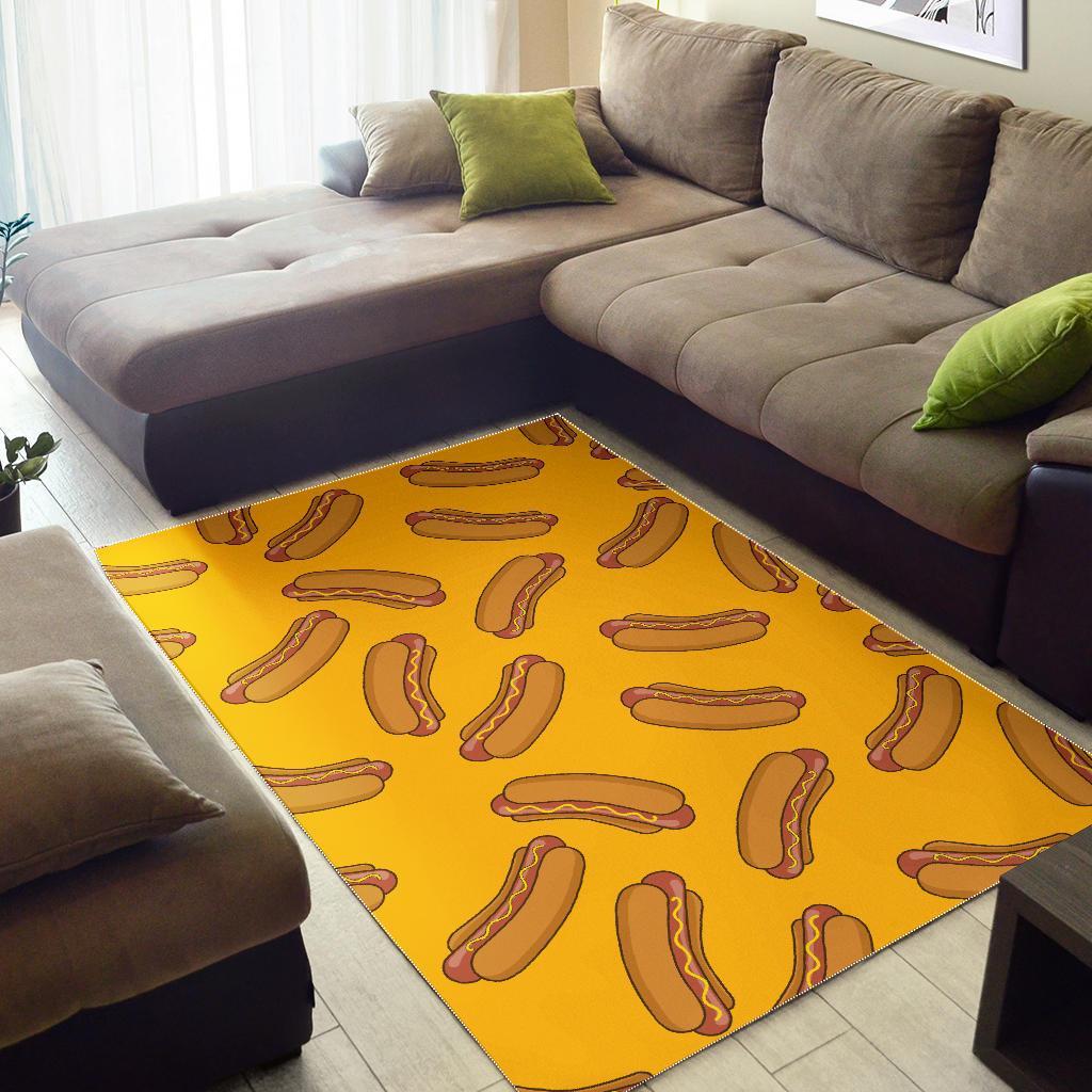 Hot Dog Pattern Print Floor Mat-grizzshop