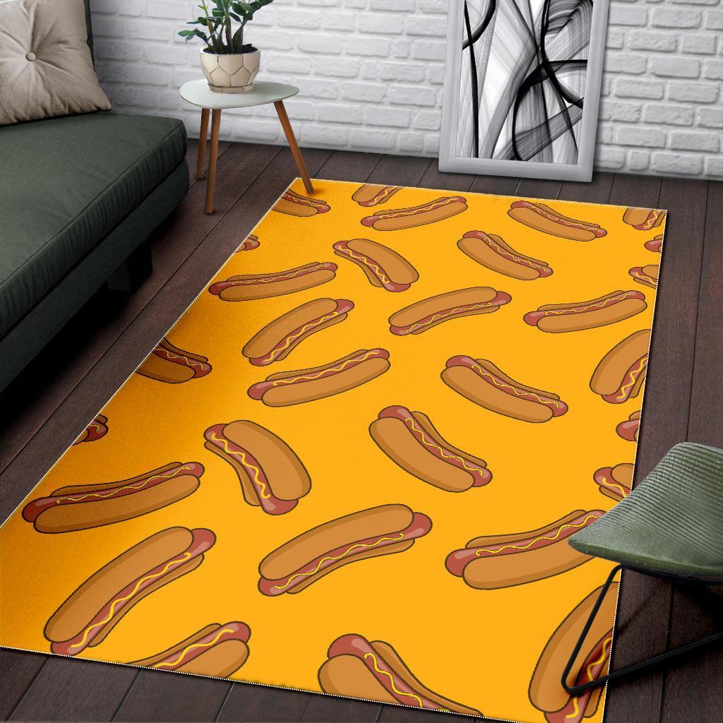 Hot Dog Pattern Print Floor Mat-grizzshop