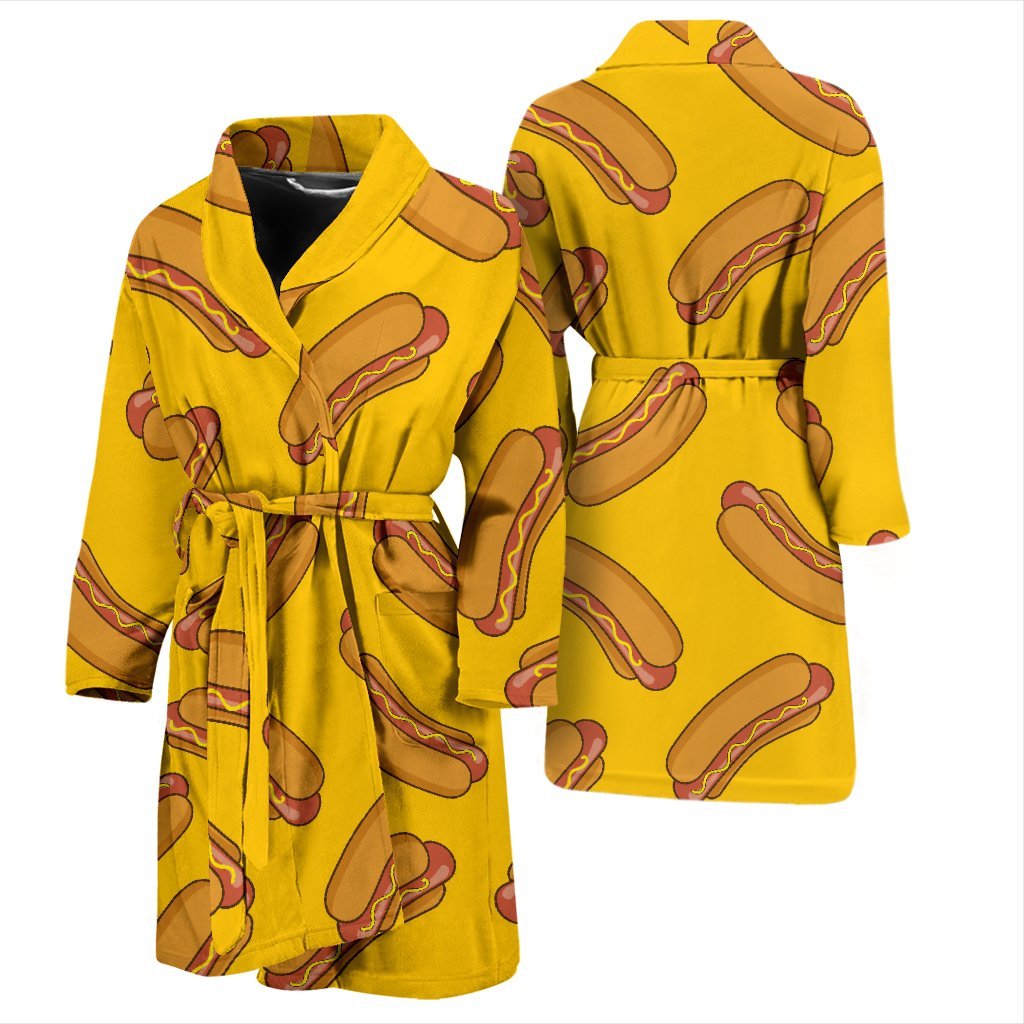 Hot Dog Pattern Print Men Long Robe-grizzshop