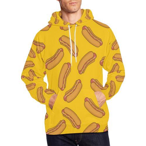 Hot Dog Pattern Print Men Pullover Hoodie-grizzshop