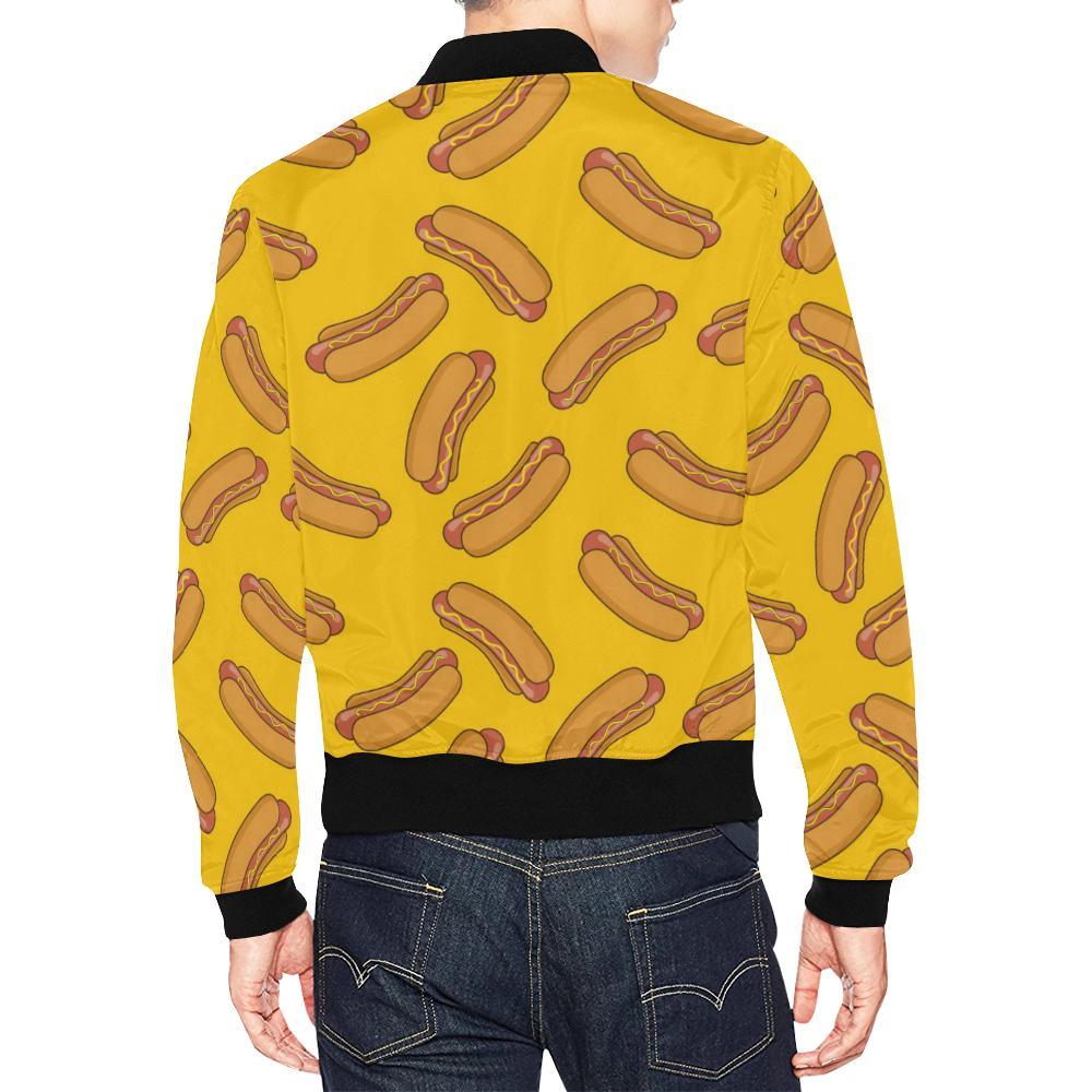 Hot Dog Pattern Print Men's Bomber Jacket-grizzshop