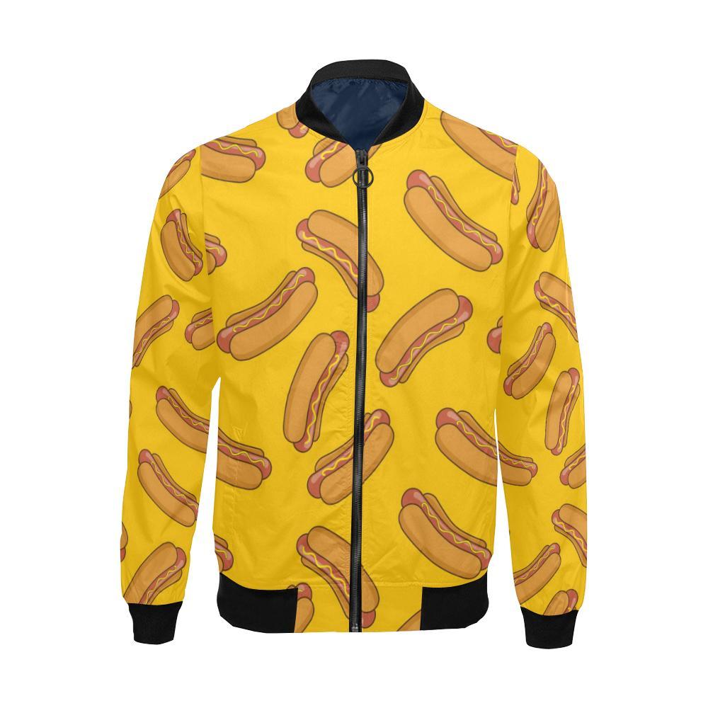 Hot Dog Pattern Print Men's Bomber Jacket-grizzshop