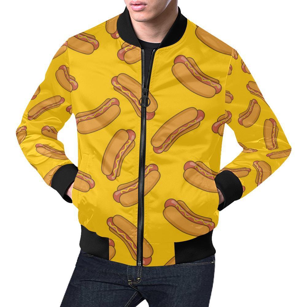 Hot Dog Pattern Print Men's Bomber Jacket-grizzshop