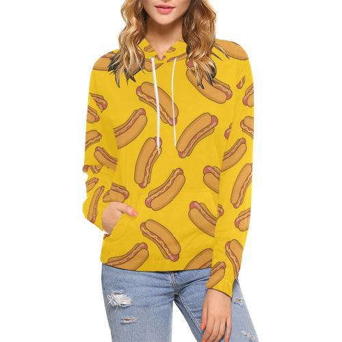 Hot Dog Pattern Print Women Pullover Hoodie-grizzshop