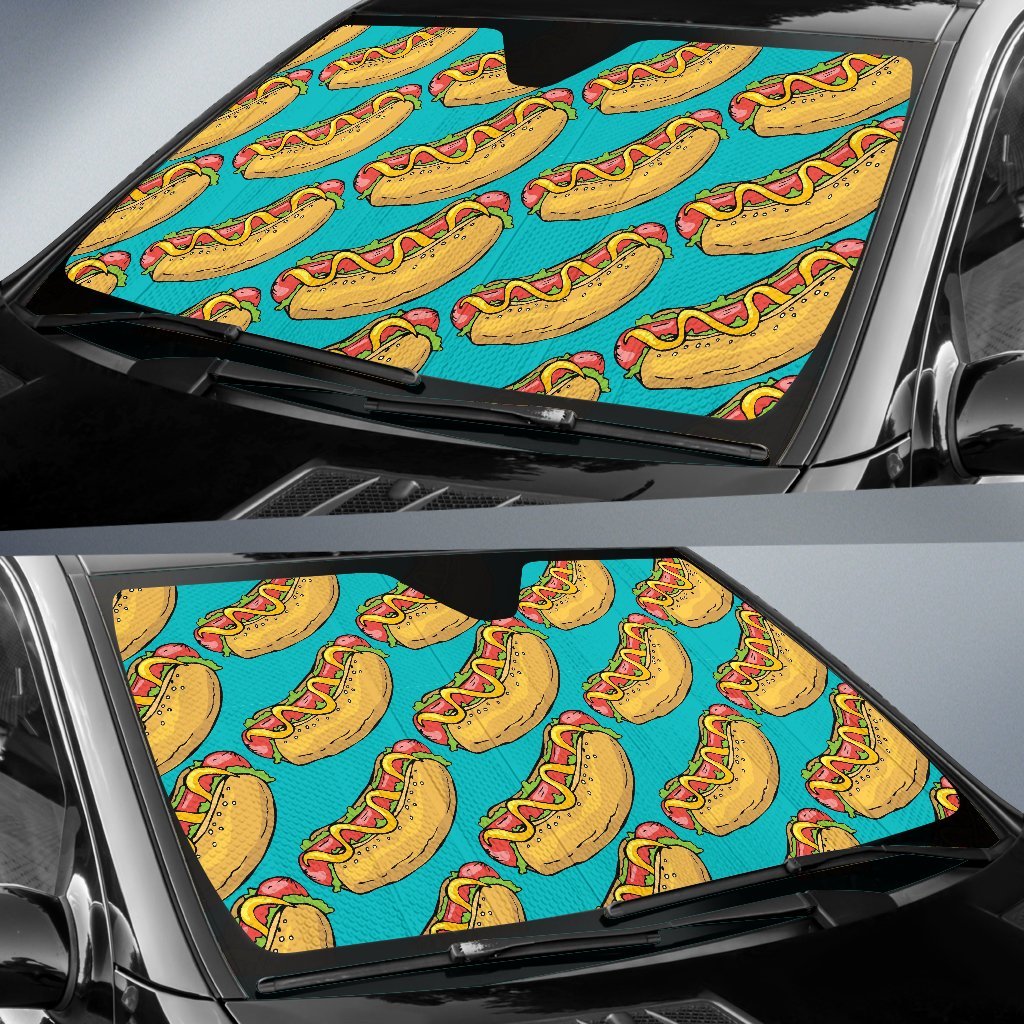 Hot Dog Print Pattern Car Sun Shade-grizzshop