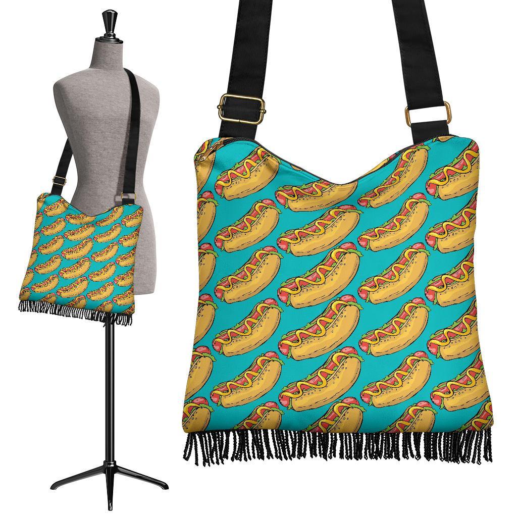 Hot Dog Print Pattern Crossbody Bags-grizzshop