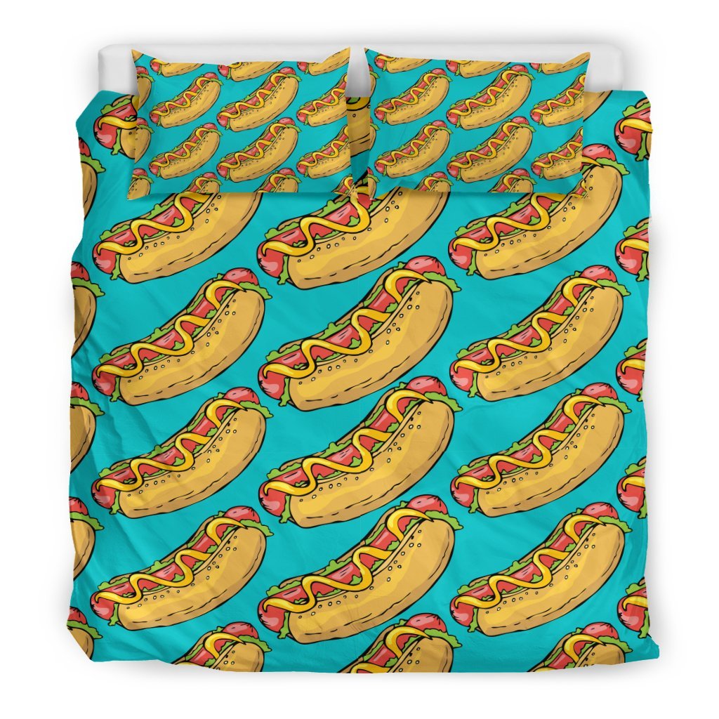 Hot Dog Print Pattern Duvet Cover Bedding Set-grizzshop