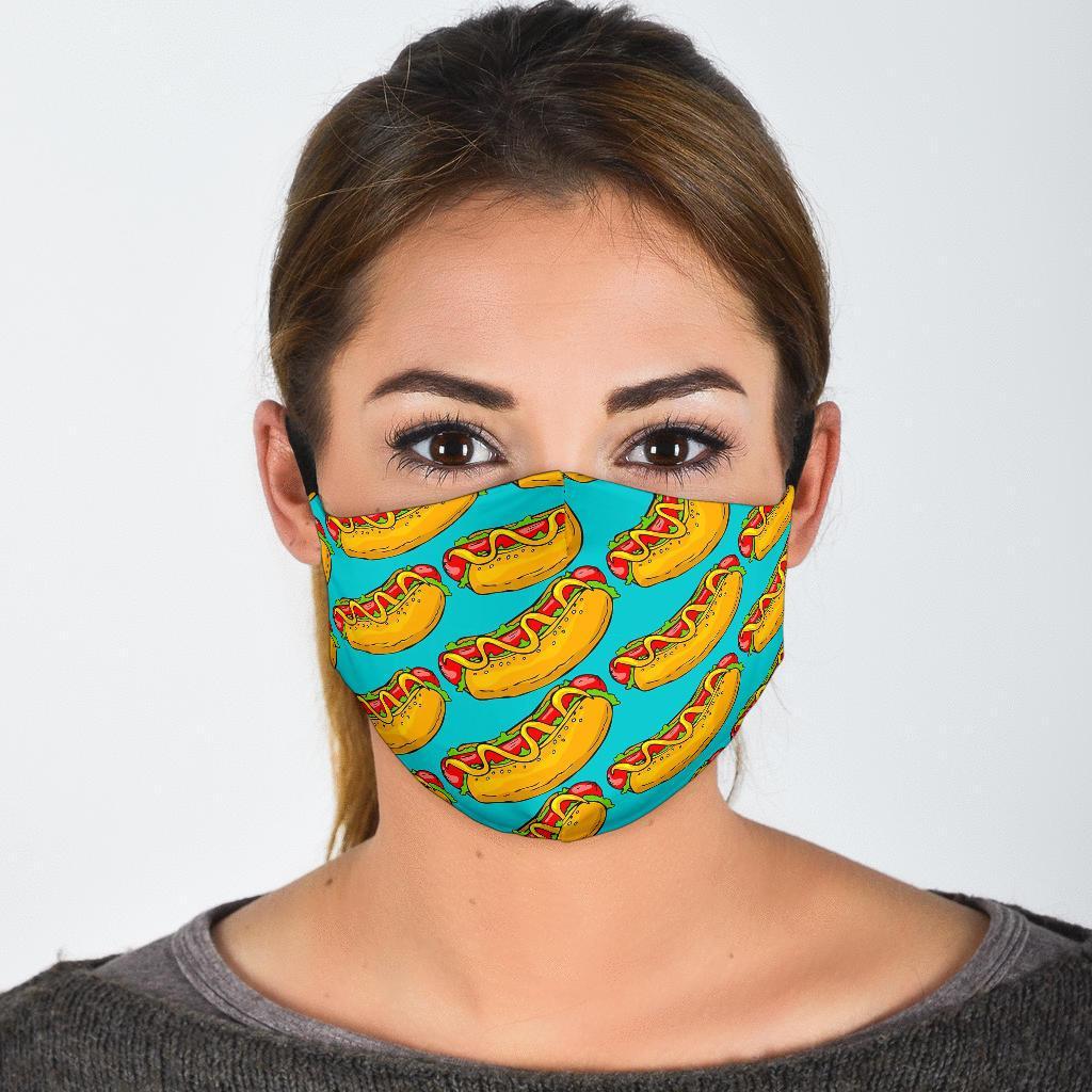 Hot Dog Print Pattern Face Mask-grizzshop