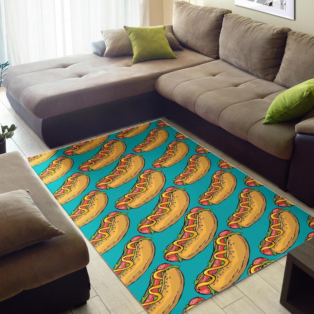 Hot Dog Print Pattern Floor Mat-grizzshop