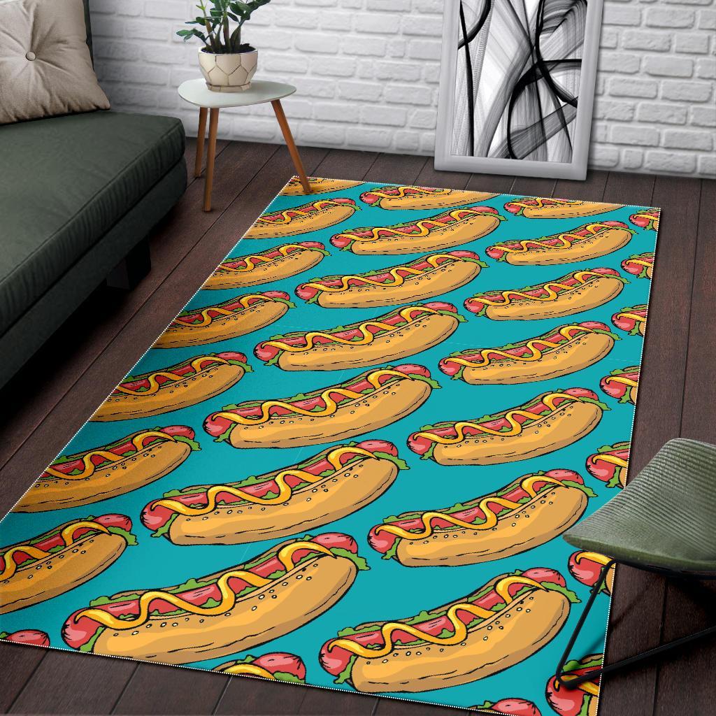 Hot Dog Print Pattern Floor Mat-grizzshop