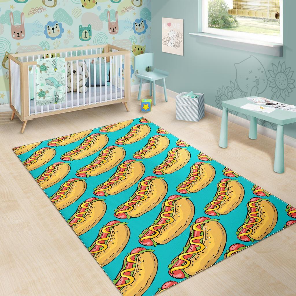 Hot Dog Print Pattern Floor Mat-grizzshop