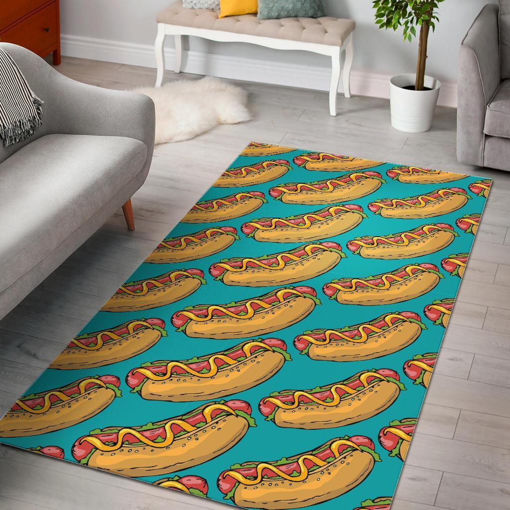 Hot Dog Print Pattern Floor Mat-grizzshop