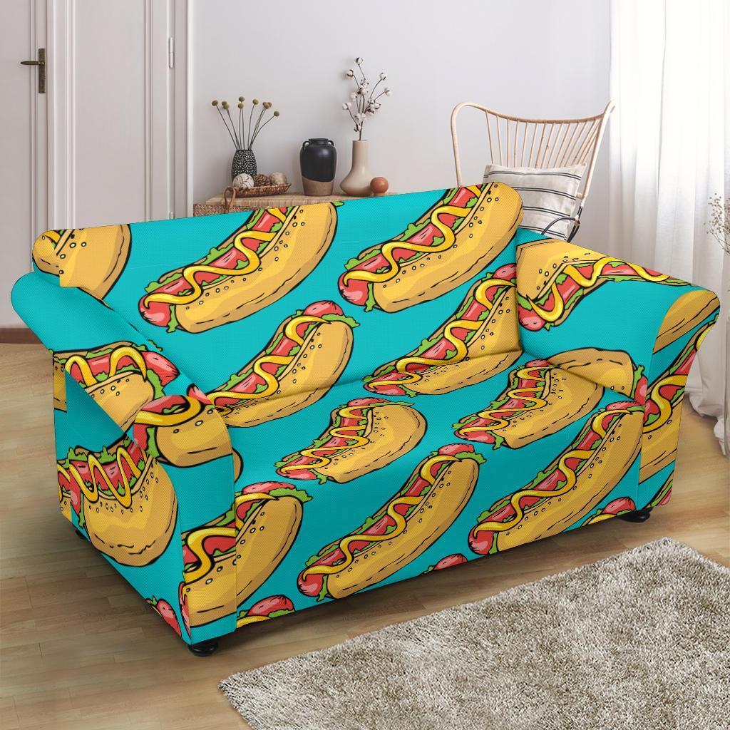 Hot Dog Print Pattern Loveseat Cover-grizzshop