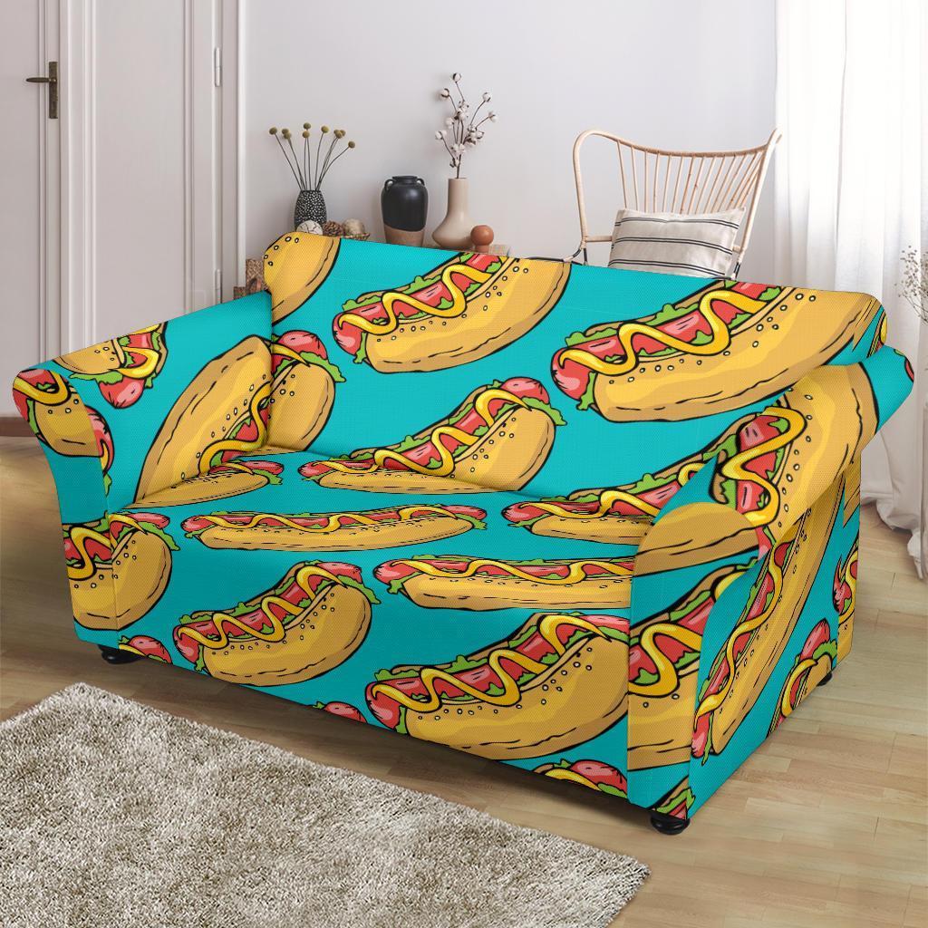 Hot Dog Print Pattern Loveseat Cover-grizzshop