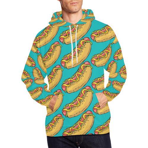 Hot Dog Print Pattern Men Pullover Hoodie-grizzshop