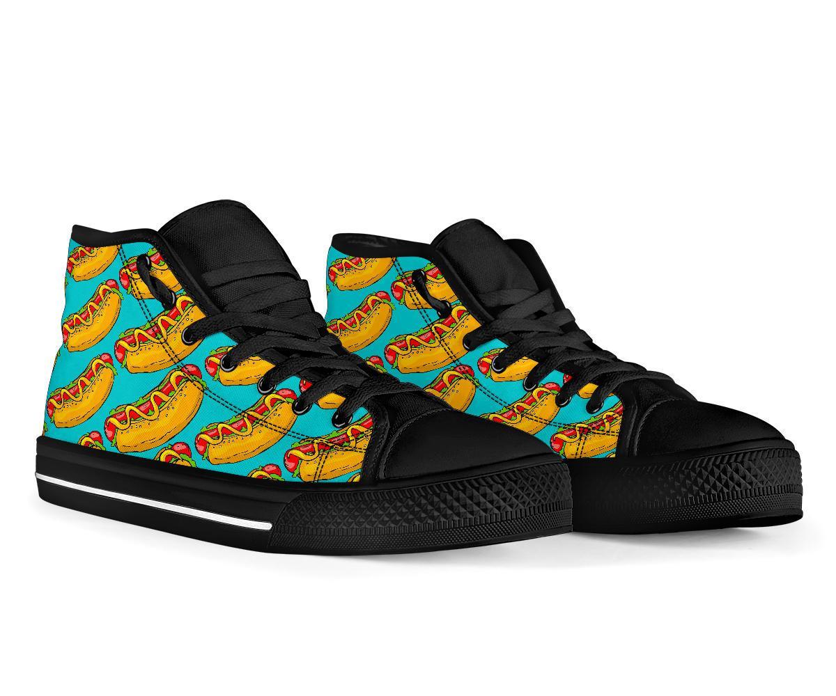 Hot Dog Print Pattern Men Women's High Top Shoes-grizzshop