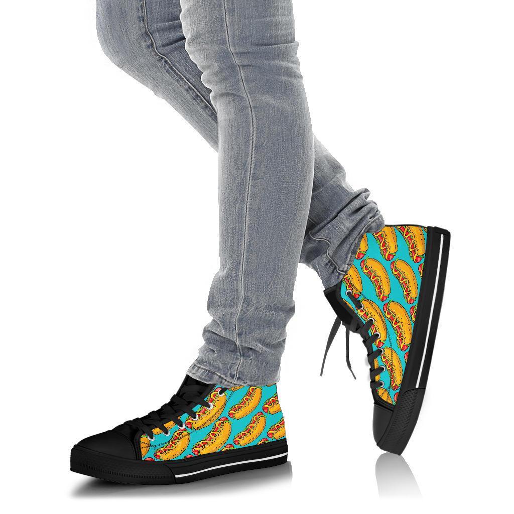 Hot Dog Print Pattern Men Women's High Top Shoes-grizzshop