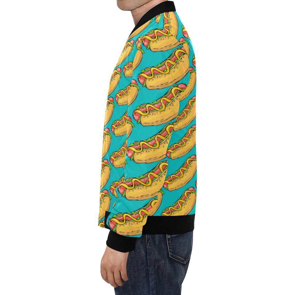 Hot Dog Print Pattern Men's Bomber Jacket-grizzshop