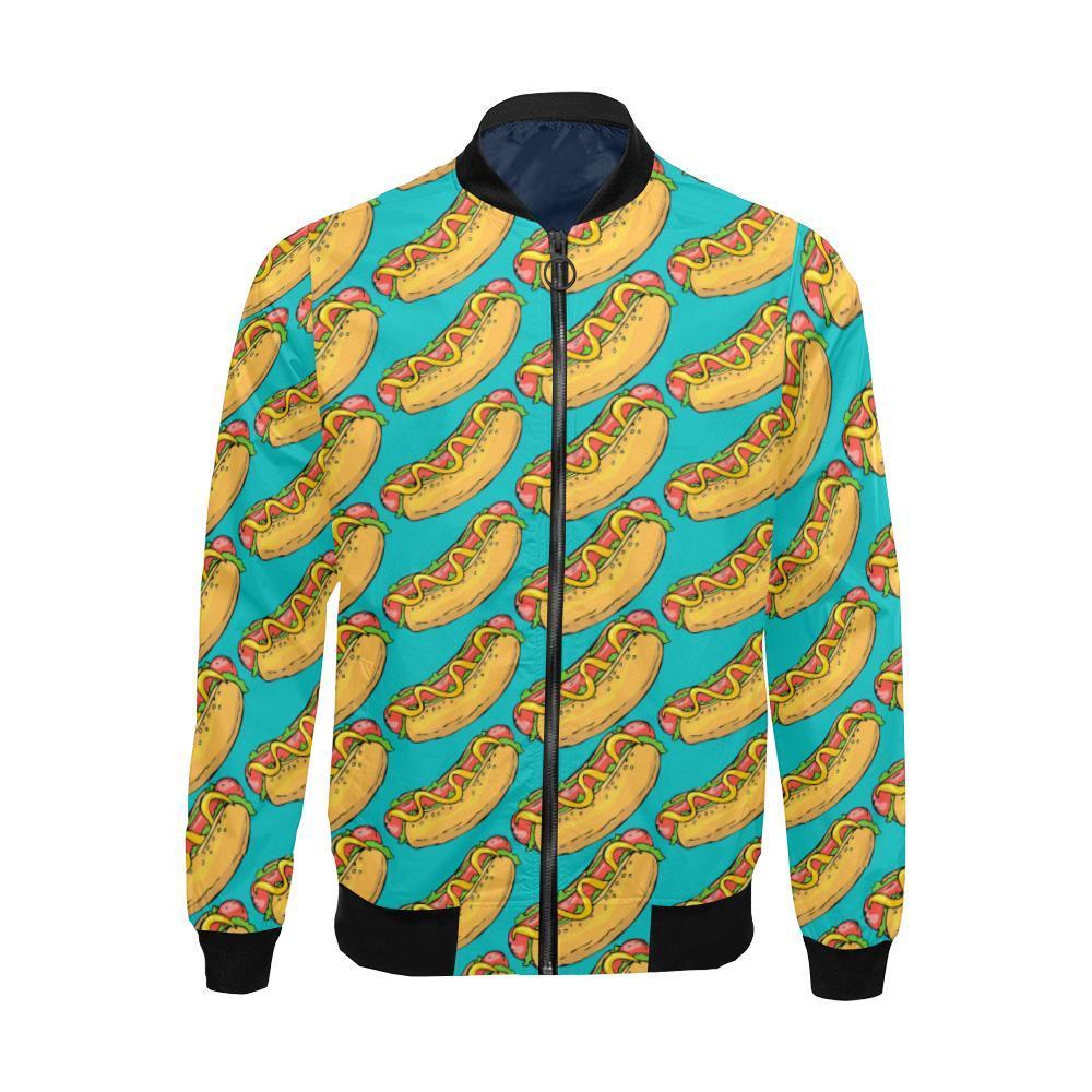 Hot Dog Print Pattern Men's Bomber Jacket-grizzshop