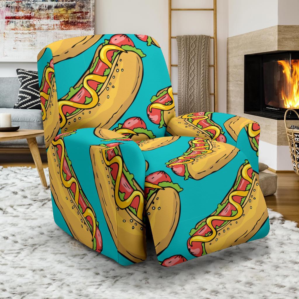 Hot Dog Print Pattern Recliner Cover-grizzshop