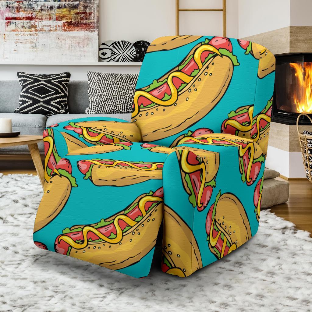 Hot Dog Print Pattern Recliner Cover-grizzshop