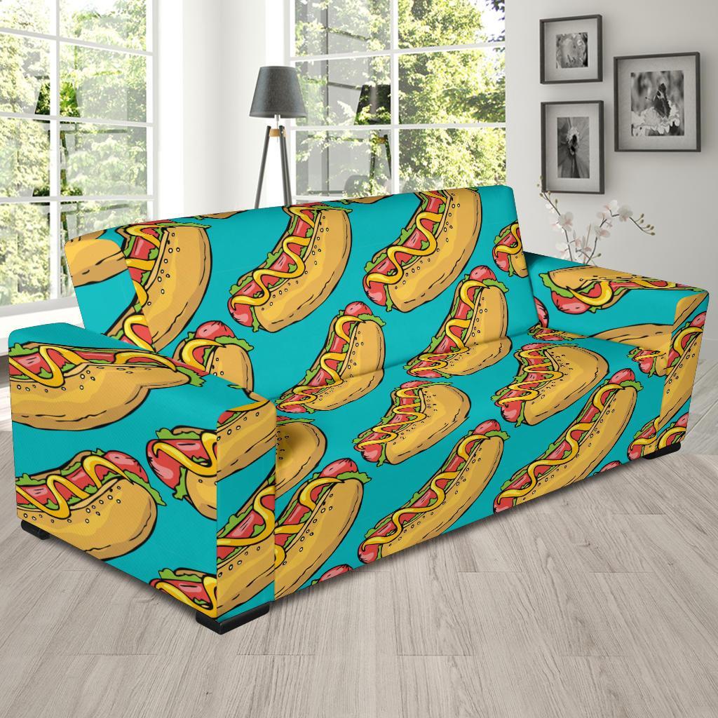 Hot Dog Print Pattern Sofa Covers-grizzshop