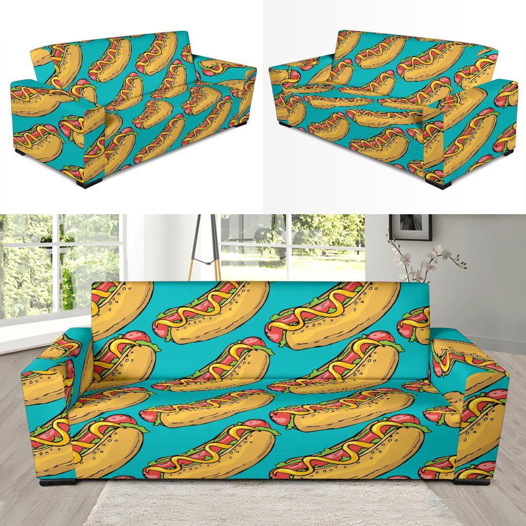 Hot Dog Print Pattern Sofa Covers-grizzshop