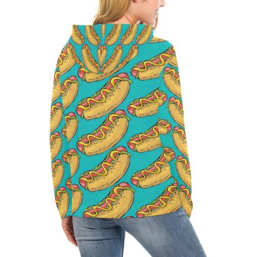 Hot Dog Print Pattern Women Pullover Hoodie-grizzshop