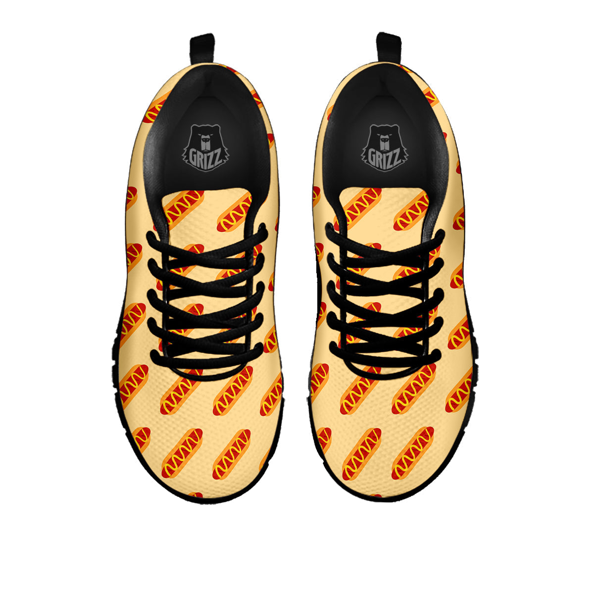 Hot Dog Yellow Print Pattern Black Sneaker-grizzshop