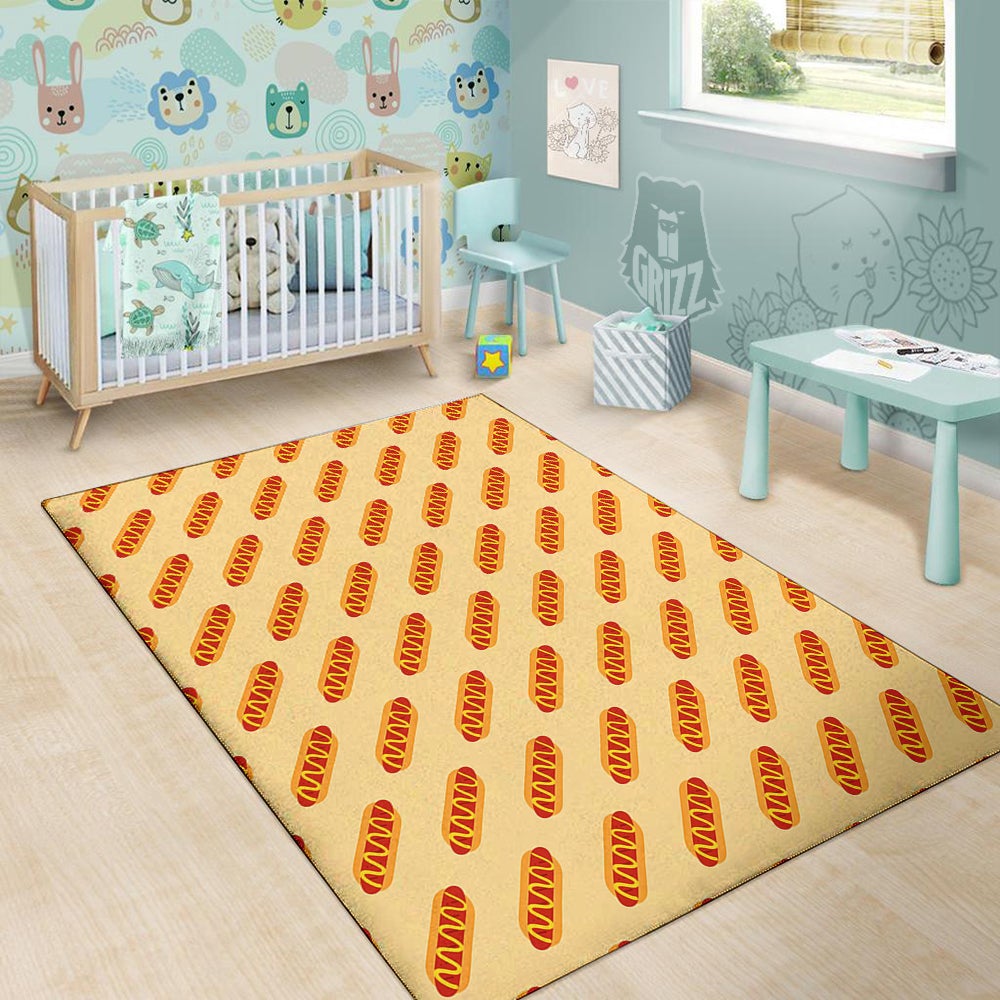 Hot Dog Yellow Print Pattern Floor Mat-grizzshop