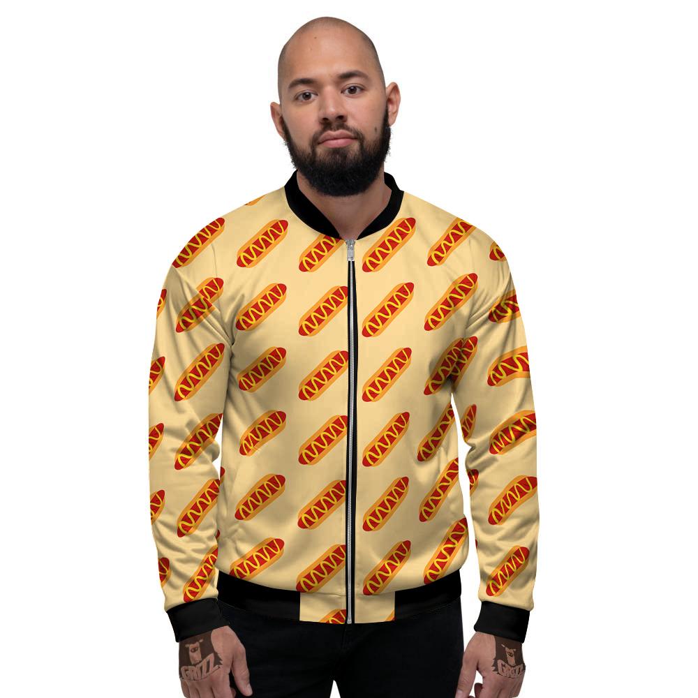 Hot Dog Yellow Print Pattern Men's Bomber Jacket-grizzshop