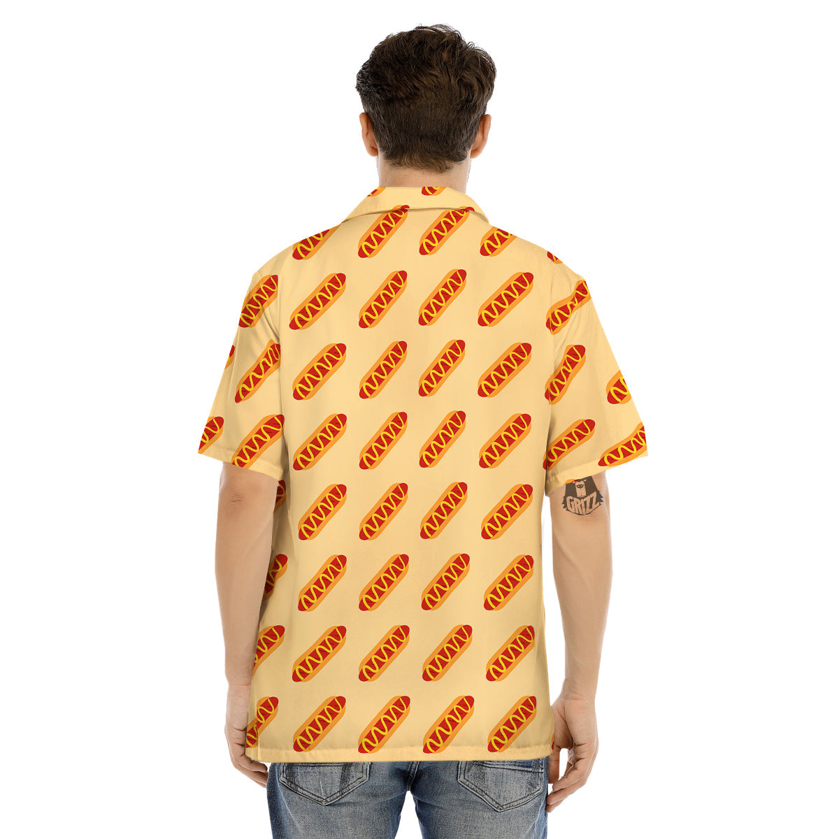 Hot Dog Yellow Print Pattern Men's Hawaiian Shirt-grizzshop