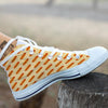 Hot Dog Yellow Print Pattern White High Top Shoes-grizzshop