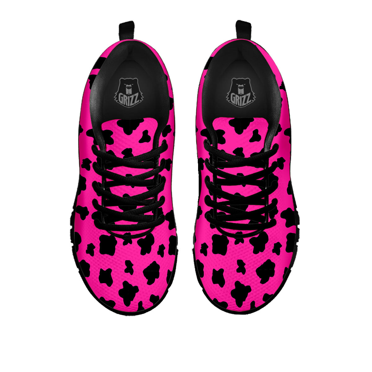 Hot Pink And Black Cow Print Black Sneaker-grizzshop