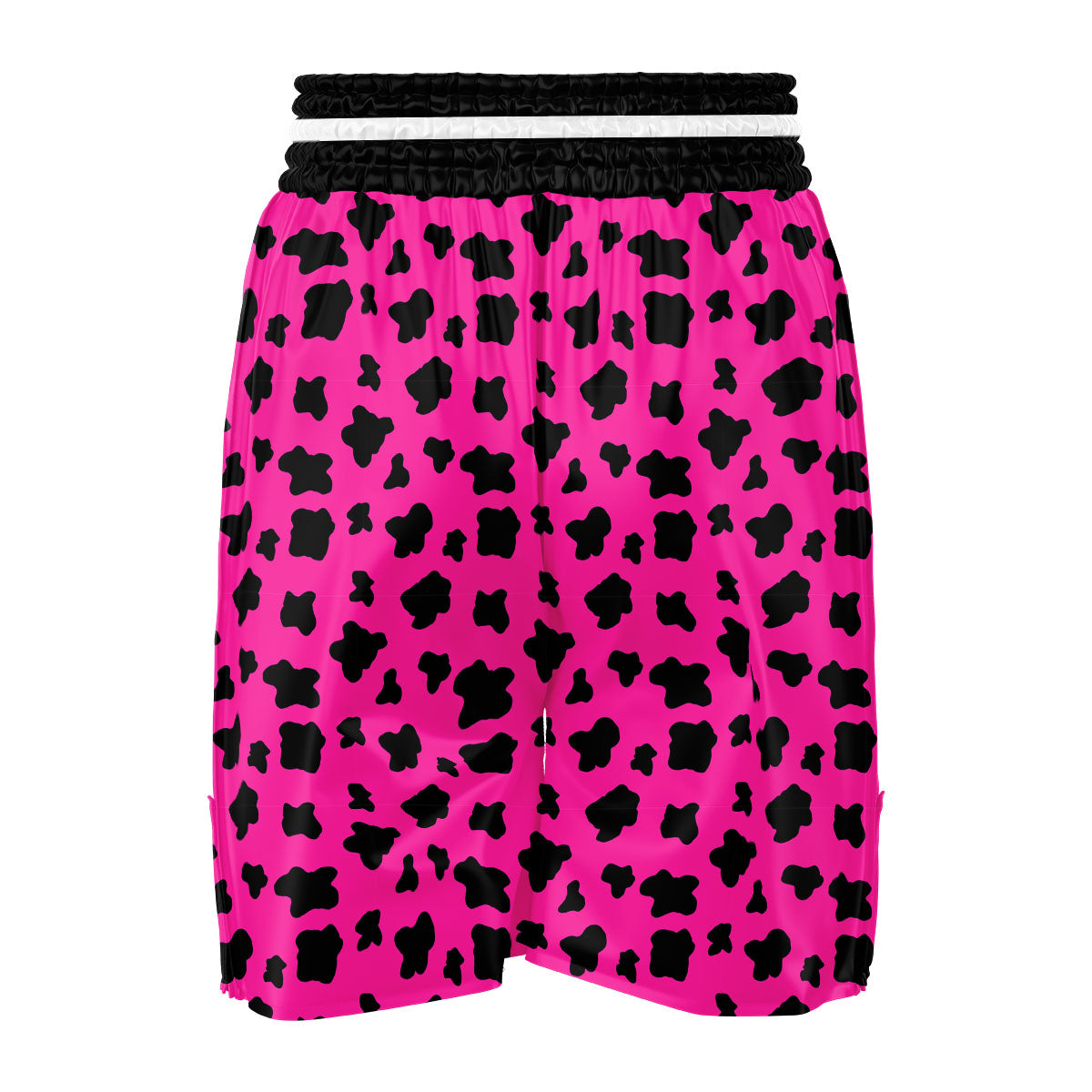 Hot Pink And Black Cow Print Boxing Shorts-grizzshop
