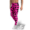 Hot Pink And Black Cow Print Men's Leggings-grizzshop