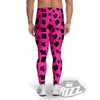 Hot Pink And Black Cow Print Men's Leggings-grizzshop