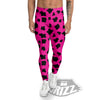 Hot Pink And Black Cow Print Men's Leggings-grizzshop