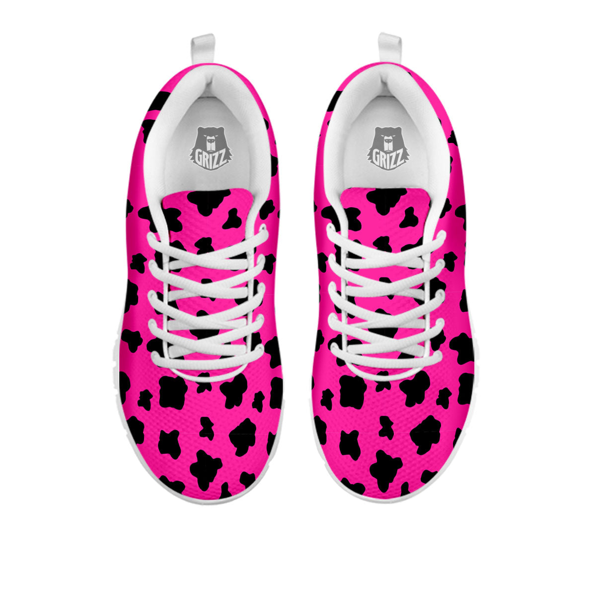 Hot Pink And Black Cow Print White Sneaker-grizzshop