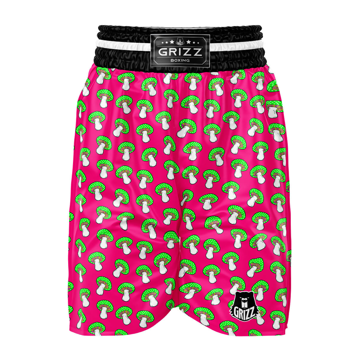 Hot Pink Crazy Mushroom Print Pattern Boxing Shorts-grizzshop