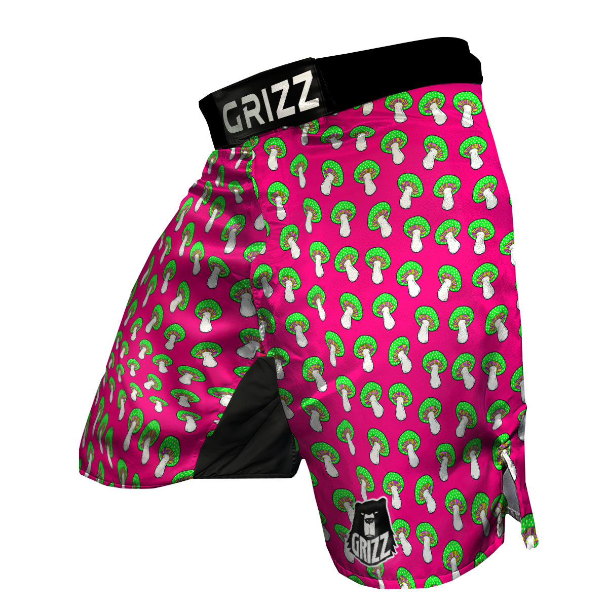 Hot Pink Crazy Mushroom Print Pattern MMA Shorts-grizzshop