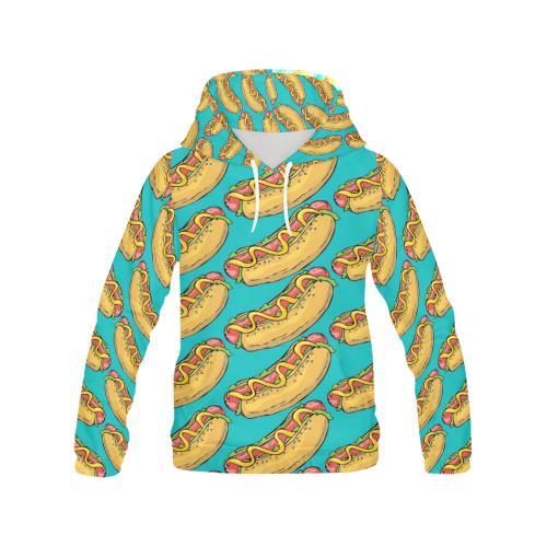 Hot Dog Print Pattern Women Pullover Hoodie-grizzshop