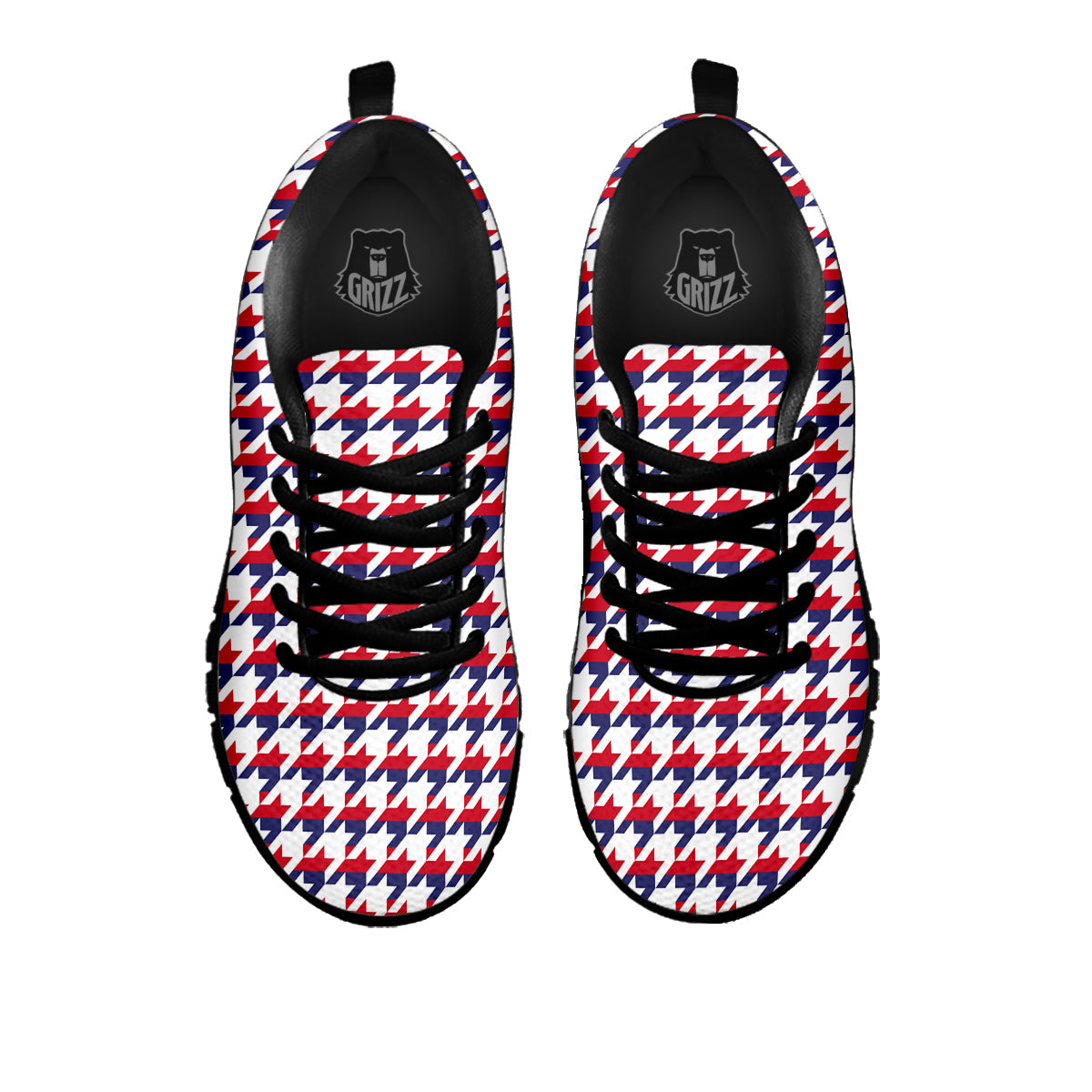 Houndstooth American Print Pattern Black Sneaker-grizzshop