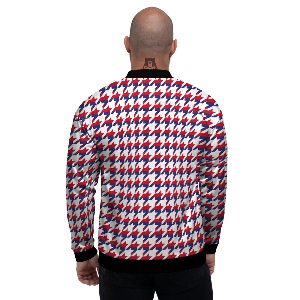 Houndstooth American Print Pattern Men's Bomber Jacket-grizzshop