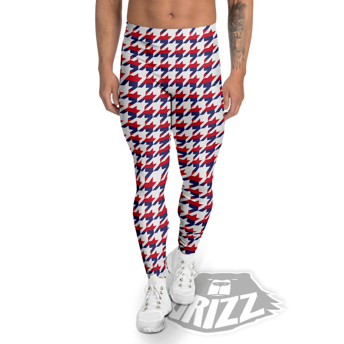 Houndstooth American Print Pattern Men's Leggings-grizzshop